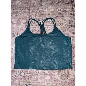Calvin Klein Performance Teal Metallic Snakeskin Strappy Crop Tank Top XXL